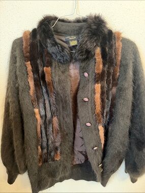 Vintage Radzoli Angora Brown Fur-Trimmed Women's Jacket
